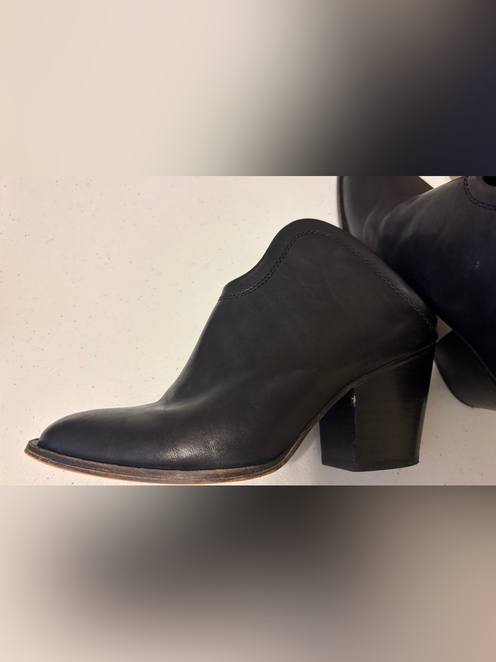 CL by Chinese Laundry Black Leather Western-Style Block Heel Booties